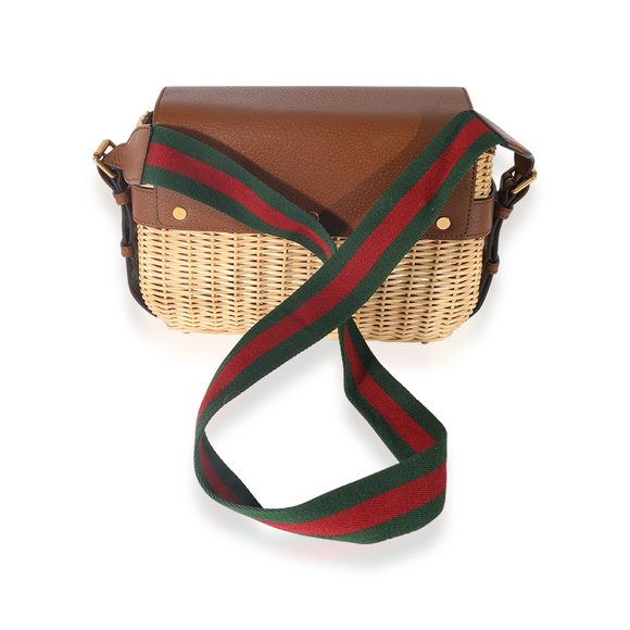 Gucci Brown Leather & Wicker Small Messenger Bag - Picture 3 of 7